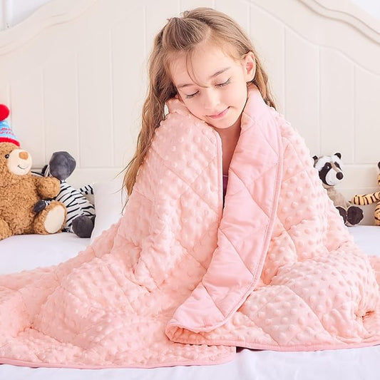 yescool Pink Weighted Blanket 10 Pounds Twin Size Cooling Weighted Throw Blanket, Minky Heavy Blankets Warm Weighted Comforter, Big Washable Thick Blankets Gift for 80-120lbs, 40 * 60in