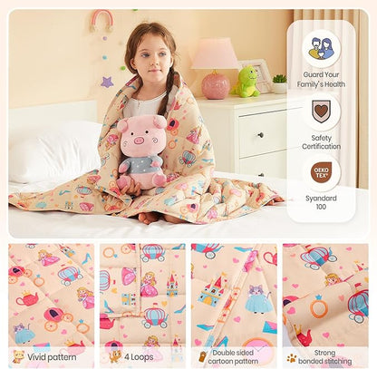 HOSUKKO Weighted Blanket - 7 lbs Beige Princess Heavy Blanket - Breathable Blanket(41 * 60 inches, 7 lbs)