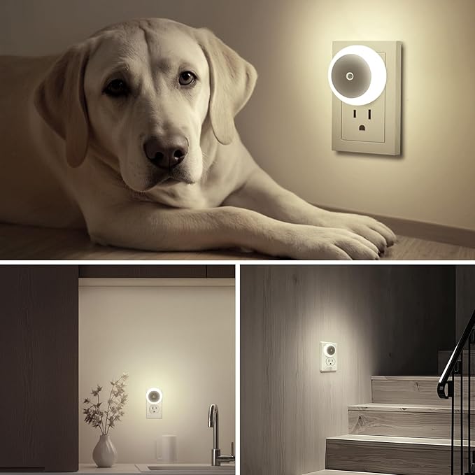 KINUR 6 Pack Night Light, LED Night Lights Plug into Wall with Dusk to Dawn sensors, Plug in Night Lights for Kids Room, Bedroom, Bathroom, Baby Nursery,Stair Lights, Hallway Light, Daylight