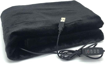 USB Electric Heating Blanket Personal Single-Person Small-Sized Heated Shawl 3 Heating Settings for Library, Outdoors, Car (Black)