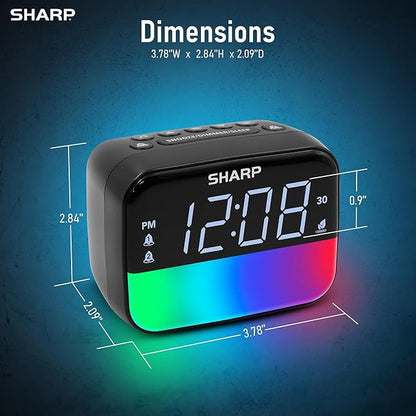 Sharp Multi-Color Bluetooth Alarm Clock with Sleep Sounds, RGB Night Light, Dual Alarms, LED Display with Dimmer, Snooze & Sleep Timer, Bedside Clock with Speaker