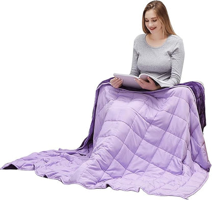 MOTRIP Weighted Blanket 15 lbs Queen Size Flannel Bed Blanket with Sanded Reversible, 60''x80'' 15 pounds Purple