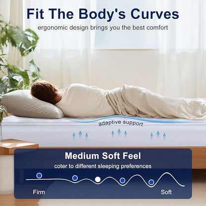 XWZO Twin Size Memory Foam Mattress Topper Dual Layer 3 Inch,2 Inch Cooling Gel Memory Foam Mattress Topper and 1 Inch Pillow Top Pad for Back Pain Relief