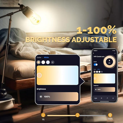 MOES Smart ST64 Edison LED Light Bulbs, Color Changing WiFi ST21 Smart Bulbs, 2700K-6500K CW& RGB Dimmable, Smart Life Remote Control, Work with Alexa/Google Home, 470lm 5W (40W Equivalent) 2 Pack