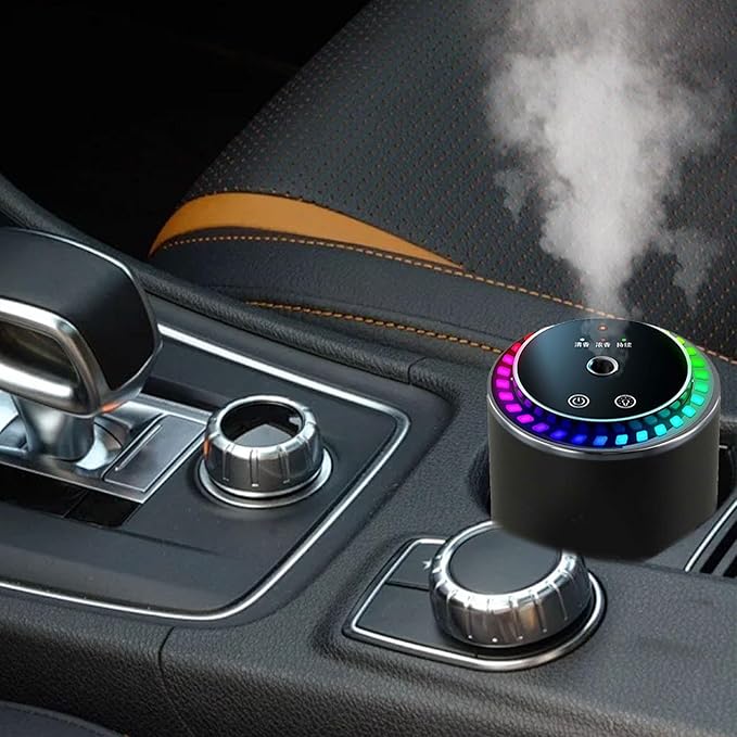 Portable Car Aroma Diffuser and Air Purifier with Humidifier, Intelligent Auto Function, 3-Level Adjustable Scent Modes, 500mAh Rechargeable Battery, Compact Aluminum Alloy Build for Relaxing Travel