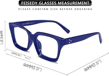 FEISEDY Retro Square Blue Light Blocking Reading Glasses Anti Glare Digital Eyestrain Reader B2479