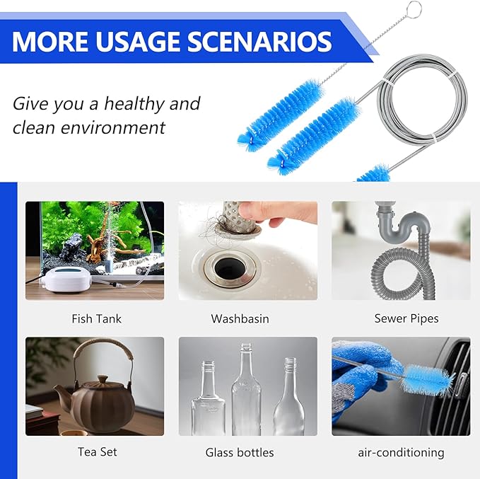 CPAP Cleaner and Hose Brush Kit Professional CPAP Cleaning Brushes Set with Flexible Hose Brush, Mask Brush and Adapter Brush, Safe Deep Clean for CPAP Machine Hose, Mask, Tube Connectors, Tank