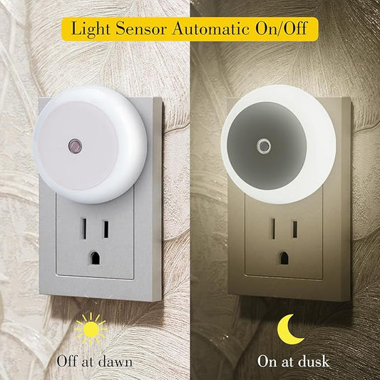 KINUR 6 Pack Night Light, LED Night Lights Plug into Wall with Dusk to Dawn sensors, Plug in Night Lights for Kids Room, Bedroom, Bathroom, Baby Nursery,Stair Lights, Hallway Light, Daylight