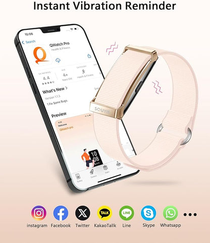 Smart Bracelet for Women, Wearable Health Activity Fitness Trackers, 24H Sleep Tracker, 24/7 Continuous Heart Rate/Blood Pressure/HRV/Stress Monitor, 170+ Sports Modes Smart Band with Free APP 2 Bands
