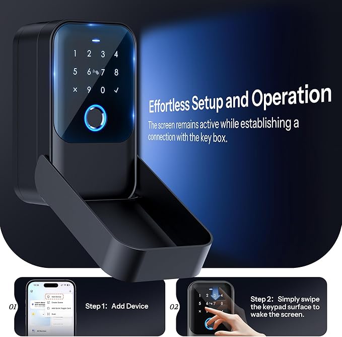 Smart Key Lock Box, Bluetooth Fingerprint Lock Box with Tuya APP Control, Fingerprint Recognize & Multiple Code Types, Security Key Lock box for Outside, Owner, Realtor, Airbnb (New Version)