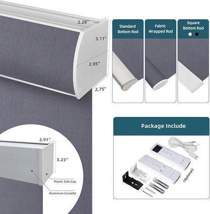 Motorized Blinds with Remote,60% Blackout Light Filtering Shades Compatible with Alexa Google Homekit,Remote Control Motorized Shades,Custom Size,Dark Heather Grey