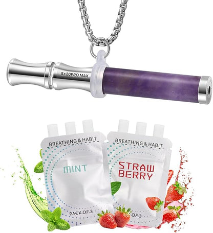 Breathe Free Necklace, Natural Stone Breathing Necklace for Stress Relief, Mindfulness and Relaxation, Anxiety Necklace Mindful Breathefree Calm Tool with Plant Cores, Portable Wellness Gift for Adult