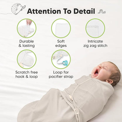3-Pack Organic Baby Swaddle Sleep Sacks - Swaddles for Newborns, Infant 0-3 Months, Baby Girls, Boys, Soft & Snug Newborn Sleep Sack, Nursery Swaddling Blankets (Pure, OS)