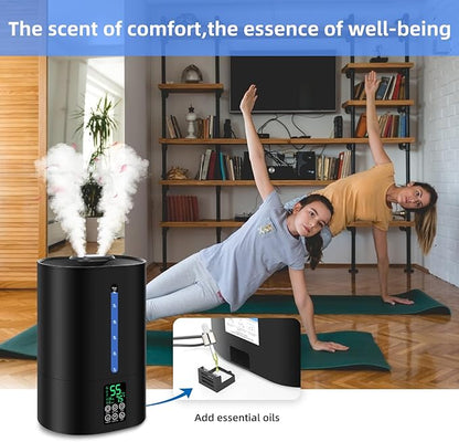 6L Humidifiers for Bedroom Large Room Home,Cool and Warm Humidifier for Baby and Plants Hot Mist Top Fill Desk Humidifiers Oil Diffuser,Quiet,Adjustable Mist,360°Nozzle-Black(2026 Upgraded)