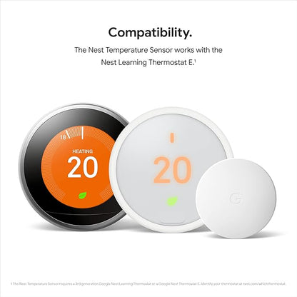 Google Nest Temperature Sensor 3 Count Pack - Nest Thermostat Sensor - Nest Sensor That Works with Nest Learning Thermostat and Nest Thermostat E - Smart Home (Renewed)