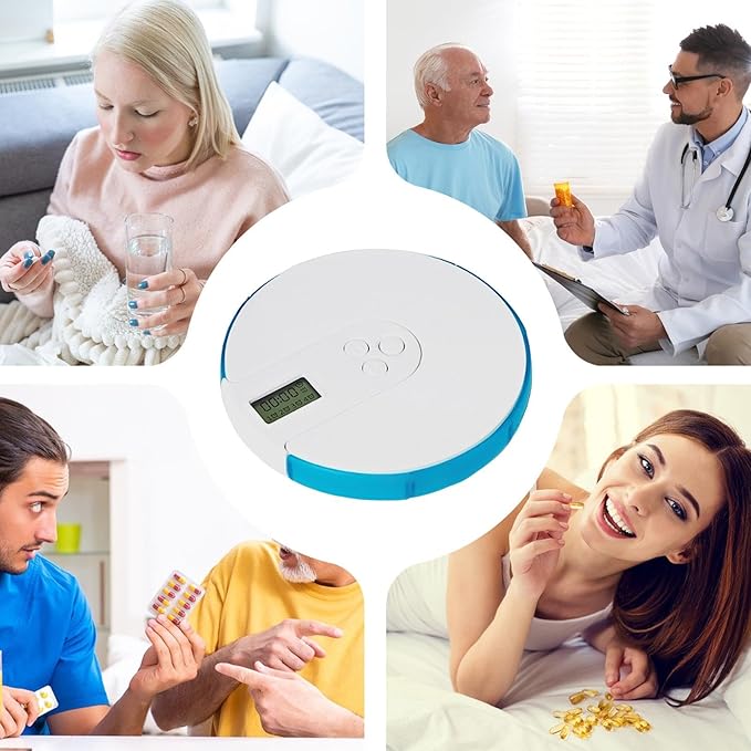 Automatic Pill Dispenser, 7-Day Pill Organizer with Alarm, Large Digital Display, Secure Medicine Storage, Up to 4 Daily Reminders for Timely Medication