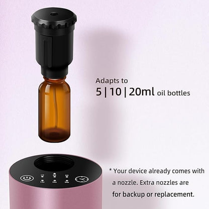 Waterless Essential Oil Diffuser Battery Operated Cordless Aromatherapy Diffuser with Timing & 3 Mist Levels car Diffuser，Black Aluminum Alloy (Pink)