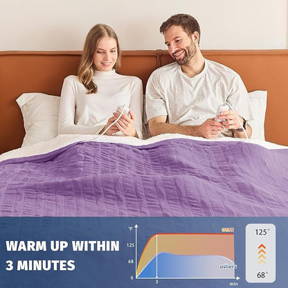 Heated Electric Blanket Queen Size - 84" x 90" Heating Blanket with Dual Control, 10 Heating Levels & 8 Hours Auto Off, Soft Warm Flannel Blanket, Christmas Birthday Gifts for Senior Grandma