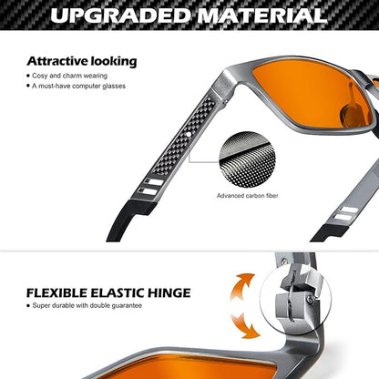 ANYLUV Blue Light Blocking Glasses Men Computer Gaming Glasses Lightweight Al-Mg Metal Anti Eyestrain Eye Protection