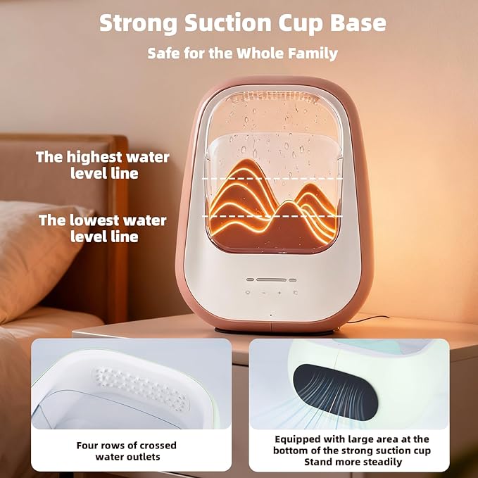 8-in-1 White Noise Sound Machine with Night Light, Help Stress Relief, Waterfall Design Essential Oil Diffuser Rain Sound Machine with Humidifier for Bedroom Office Decor Gift, Amber