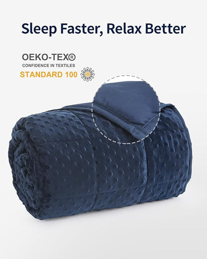 Mr. Sandman Weighted Blanket for Adults, Minky Heavy Blanket for Woman,Man Sleeping/Calm, Soft and Cozy Weighted Throw Blankets, Machine Washable, 80 x 87in, 20 lbs, Navy Blue