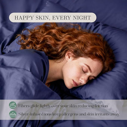 Eucalyptus Sheets - Infused with Silver for Anti-Odor, Softer Than Silk Fibers, More Cooling Than Cotton - Perfect for Hot Sleepers & Sensitive Skin - 100% Tencel Lyocell - Cali-King Sheet Set