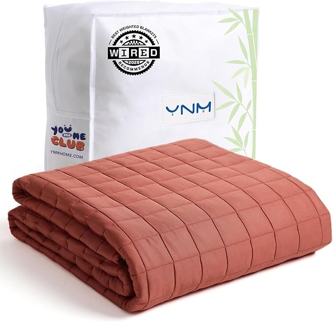 YnM Exclusive Cooling Weighted Blanket, Bed Blanket for One Person of 140lbs, Ideal for Twin/Full Bed (48x72 Inches, 15 Pounds, Carribean Sunset)