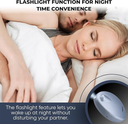 CoolFire – Super Loud Dual Alarm Clock with Bed Shaker, Auto Set, Vibrating Alarm Clock for Heavy Sleepers, Under Pillow, Cordless Rechargeable, Hearing Impaired, Auto DST, LCD Backlight Silver