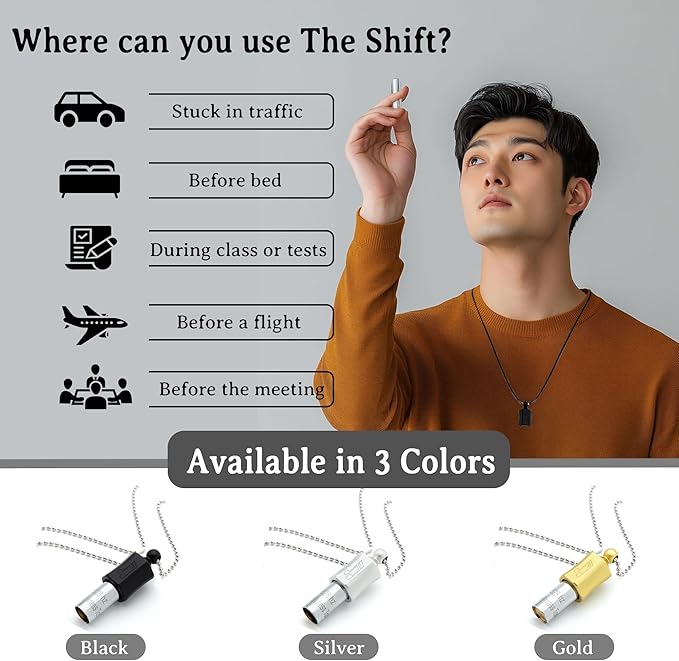 Anxiety Necklace 528 Hz Breathing Meditation Whistle Mindfulness Device for Stress Relief Calm Meditation Adjusting Breathing Anxiety Relief Necklace, Stress Relief Gift for Men Women-Silver