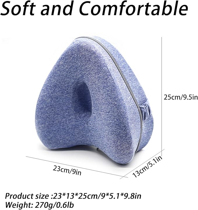 Hip Alignment Pillow for Side Sleepers – Memory Foam Knee Pillow for Sciatica & Hip Pain Relief, Smooth Spine Leg Support Cushion for Pregnancy, Seniors, and Recovery (Dark Blue)
