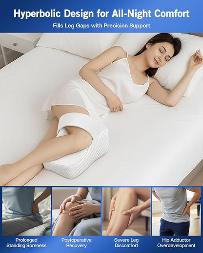 Knee Pillow for Side Sleepers, Leg Pillow for Hip Pain Relief & Spine Alignment, Memory Foam Pillow Between Knees with Adjustable Strap, Relief for Back, Sciatica, Joints