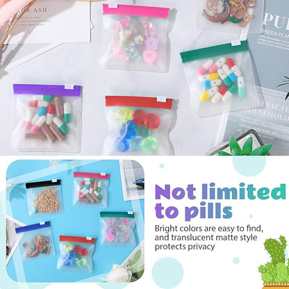 70 Pcs Weekly Pill Pouch Bags Zippered Reusable Medicine Organizer Set Self Sealing Medicine Organizer Travel Plastic Pill Bags with Slide Lock for Small Items Storage(Classic)