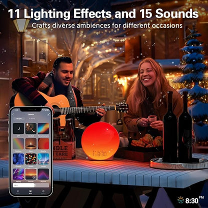 MOMILLA Smart Sunrise Alarm Clock, White Noise Sound Machine Wake-up Light with App Control, FM Radio, Sunset Night Light, Dual Alarms with Snooze Function for Heavy Sleepers Kids