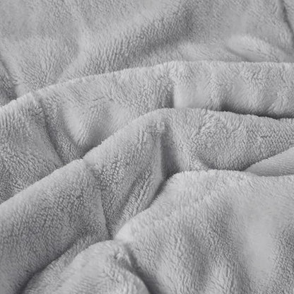 Madison Park King Cozy Blanket HeiQ Smart Temperature Plush to Microfiber Reverse Box Quilting, Reversible, Soft All Season, Lightweight Summer Cover, for Bed, Couch and Sofa, King, Grey