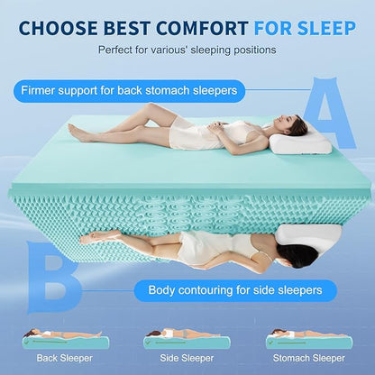 4 Inch Memory Foam Dual-Layer Mattress Topper Twin Size - 2Inch 1000GSM Quilted Pillow Top with Down-Alternative + 2Inch 5-Zone Egg Crate Memory Foam, Cooling & Breathable（Twin,39"x75"）