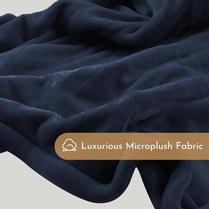 Electric Heated Blanket 50"x60" Throw Size Flannel Heated Blanket, Cozy & Warm for All Night, 5 Heat Settings & 3 Hours Auto Off, Machine Washable, Dark Blue