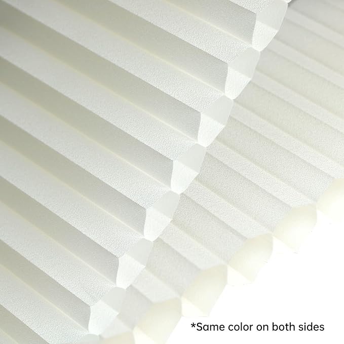 Motorized Cellular Shades with Remote, Light Filtering Smart Cellular Shades Compatible with Alexa, Honeycomb Window Blinds for Bedroom Home Office, Custom Size, Half Shading Soft Pearl