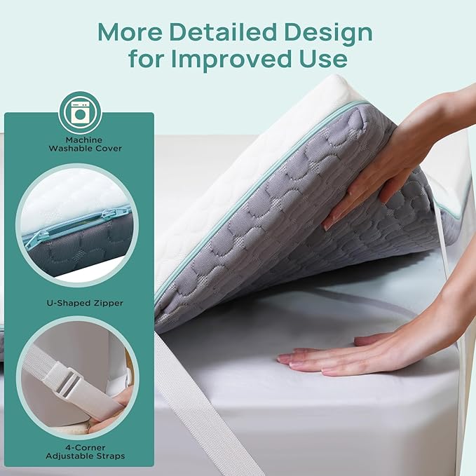 2 Inch Dorm Mattress Topper Twin XL Size, Memory Foam Mattress Topper for Back Pain Relief, Dorm Room Bed Topper with 2-Sided Breathable Cover, Ergonomic 5-Zone Design, Dorm Room Essentials
