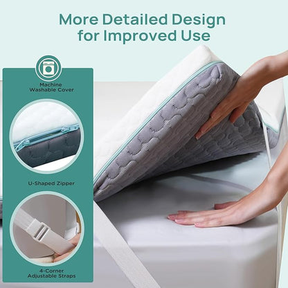 2 Inch Dorm Mattress Topper Twin Size, Memory Foam Mattress Topper for Back Pain Relief, Dorm Room Bed Topper with 2-Sided Breathable Cover, Ergonomic 5-Zone Design, Dorm Room Essentials