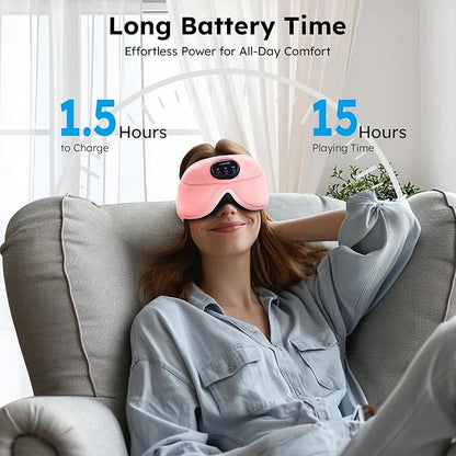 LC-dolida White Noise Sleep Mask, 3D Sleep Headphones with 16 Soothing Sounds, Bluetooth 5.4 Sleep Eye Mask with Timer, Total Blackout Sleeping Headphones for Side Sleeper(Pink)