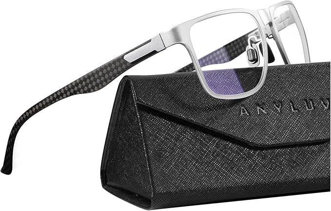 ANYLUV Blue Light Blocking Glasses Men Computer Gaming Glasses Lightweight Al-Mg Metal Anti Eyestrain Eye Protection