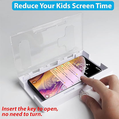 Cell Phone Lock Box – Portable Cell Phone Jail Box with 2 Keys to Reduce Kid's & Student's Screen Time – Self-Control Locking Container to Boost Productivity for iPhone, Samsung Clear