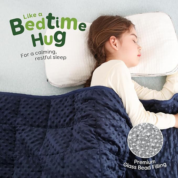 Sivio Weighted Blanket, Weighted Blanket,Soft and Cozy Cooling Heavy Blanket, Calm and Nap, School and Home, 3lbs, 36 x 48inches, Navy Blue