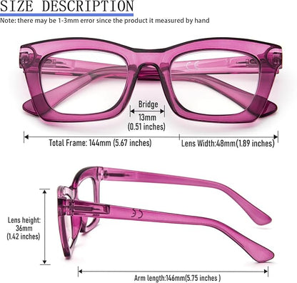 REAVEE Oprah Style Reading Glasses for Women, Blue Light Blocking Stylish Oversized Computer Readers Spring Hinge