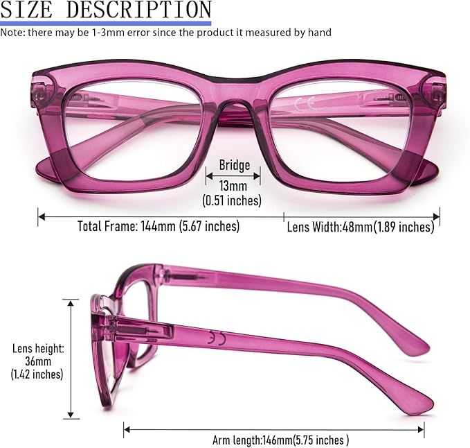 REAVEE Oprah Style Reading Glasses for Women, Blue Light Blocking Stylish Oversized Computer Readers Spring Hinge