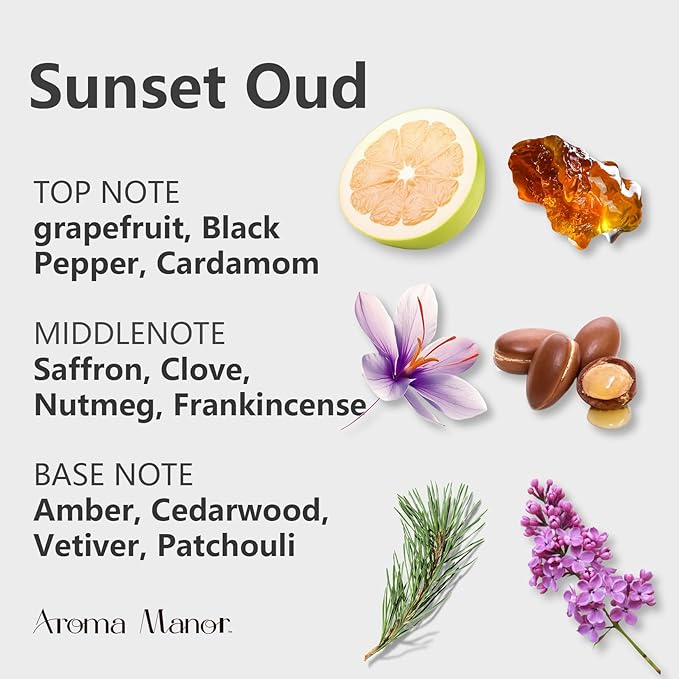 Sunset Oud Fragrance Oils, Hotel Collection Diffuser Oil, Fragrance Oil for Candle Making, Soap Scents for Making Soap, 150ml, Luxury Night, Black pepper & Cardamom, Amber, Cedarwood, Vetiver and More