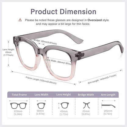 Madison Avenue Oversized Blue Light Blocking Glasses for Women Fashion Blue Light Blockers Anti Eyestrain & UV Protection Computer Eyeglasses (Gradient Purple)