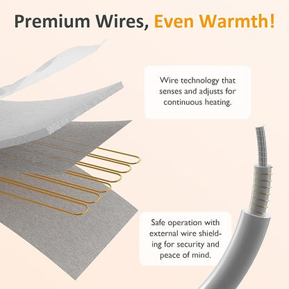 Electric Heated Mattress, Bed Mattress Pad with Dual Controller, Full Bed Warmer with 12-Hour Timer & 10 Heat Settings, Machine Washable, 78" x 80",White, King