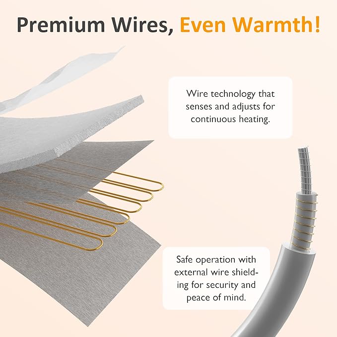 SUNVIVI Queen Size Heated Mattress, Electric Bed Mattress Pad with 12-Hour Timer & 10 Heat Settings, Full Bed Warmer with Dual Controller, Machine Washable, 60" x 80"