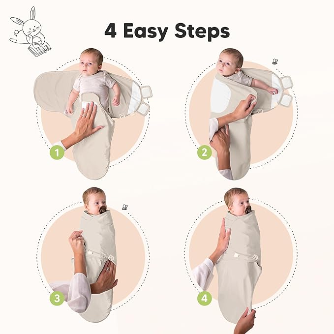3-Pack Organic Baby Swaddle Sleep Sacks - Swaddles for Newborns, Infant 0-3 Months, Baby Girls, Boys, Soft & Snug Newborn Sleep Sack, Nursery Swaddling Blankets (Pure, OS)